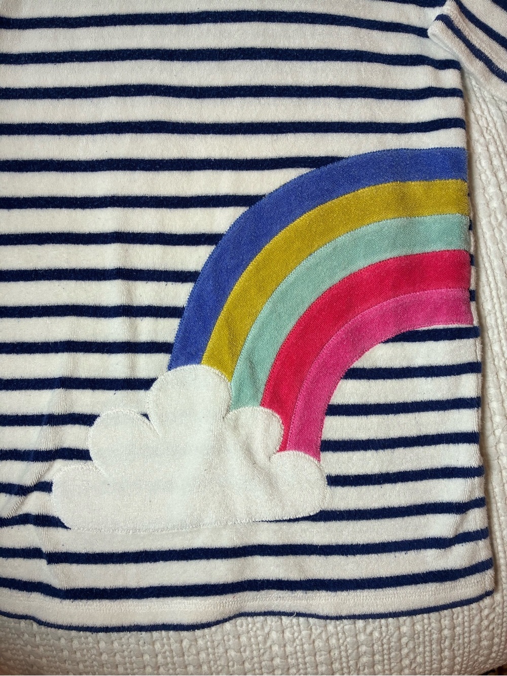 Mini Boden Terry Cloth Swim Coverup Rainbow Navy Striped Dress 3-4 Year - Picture 4 of 7